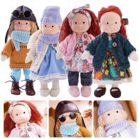 【YF】 Full Set About 25cm Girl Plush Doll Waldorf Handmade Soft Stuffed With Golden Curly Hair Best Gift For Kids