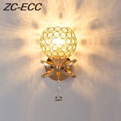 Modern Iron Crystal Bedside Led Wall Lamp Living Room Bedroom Sconces E27 Lamp Hallway Aisle Stairs Interior Wall Light Fixtures
