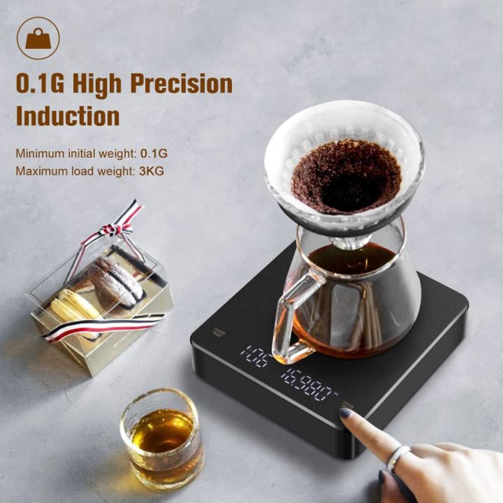 0.1g Digital Coffee Scale With Timer Electronic Scales Food Balance  Measuring Weight Kitchen Coffee Scales