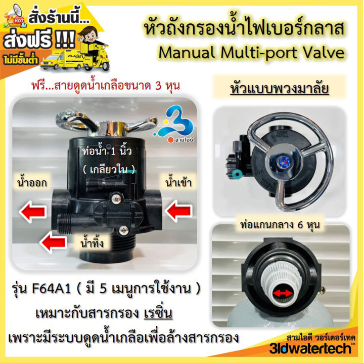 ส่งฟรี-หัวถังกรองน้ำไฟเบอร์กลาส-manualvalve-แบบด้ามโยก-แบบพวงมาลัย-แบบ-bypass-สำหรับใช้รวมกับถังกรองน้ำแบบไฟเบอร์-3idwatertech-สามไอดี