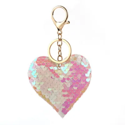 Colorful Sequin Keychains Heart Keychains Sequin Keychain Flip Sequin Keychain Valentines Day Accessories