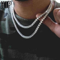 Hip Hop 1 Row AAA CZ Stone 3456MM Bling Iced Out Gold Silver Color 4 Prong Tennis Chain Cubic Zircon Necklace For Men Jewelry