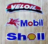 สติ๊กเกอร์ Mobil shell VELOIL ตัวนูน สะท้อนแสง แต่งรถ รถมอเตอร์ไซค์ Bigbike รถซิ่ง รถแข่ง *1 ชุด 3 ชิ้น 3 แบบ