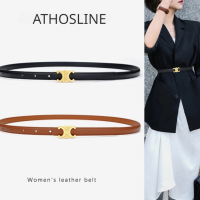 【1.5cm】Athosline Womens Belt Celine Genuine Leather Belt for Jeans&amp;Pants with Gift Box Present for Her Fashion Accessories zbn