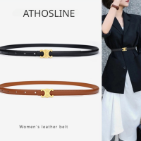 Athosline เข็มขัดหนังแท้สำหรับผู้หญิง,เข็มขัดหนังแท้สำหรับกางเกงยีนส์และกางเกงพร้อมกล่องของขวัญสำหรับเครื่องประดับแฟชั่นของเธอ1.5ซม.