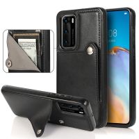 สำหรับHuawei P30/P30 Pro/P30 Lite/P40/P40 Pro/P40 Pro Plus/P40 Lite/Nova 7i/Nova 6 SEพลิกเคสกับเจ้าของบัตรPUหนังKickstandแม่เหล็กกันกระแทกเคสโทรศัพท์