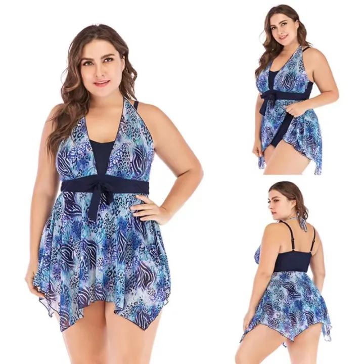 Women Leaf Print Tankini Set Two Piece Swimsuit Plus Size Swimwear high  waist swimsuit Bikini beach outfit plus size swimwear for women chubby  conservative | Lazada PH