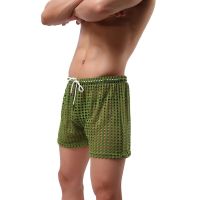 Mens Briefs See through Mesh Loose Lounge Boxer Shorts