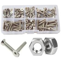 {SAVAGE Hardware Tools} 180ชิ้น M4 Hex Socket Flat Head Machine Screw Metric Thread Countersunk Hexagon Bolt Assortment Kit Set 304 Stainless Steel Set