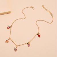 Sweet Summer Necklace Apple Strawberry Cherry Grape Peach Fun Clavicle Chain Colourful Necklace 夏日趣味项链