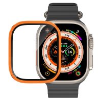 Tempered Glass Screen Protective Film for Apple Watch Ultra 49mm HD Screen Protective Film with Aluminum Alloy Metal Frame