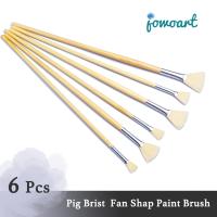 Jowoart Oil Painting Brush 6pcs/set Pig Bristles Fan Shap Gouache Acrylic Painting Practice Brushes Painting Art for Supplies