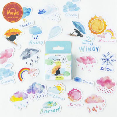 MUYA 46 Pcs/Box Cute Weather Stickers for Journal Sunny Rainy Stickers DIY Scrapbooking