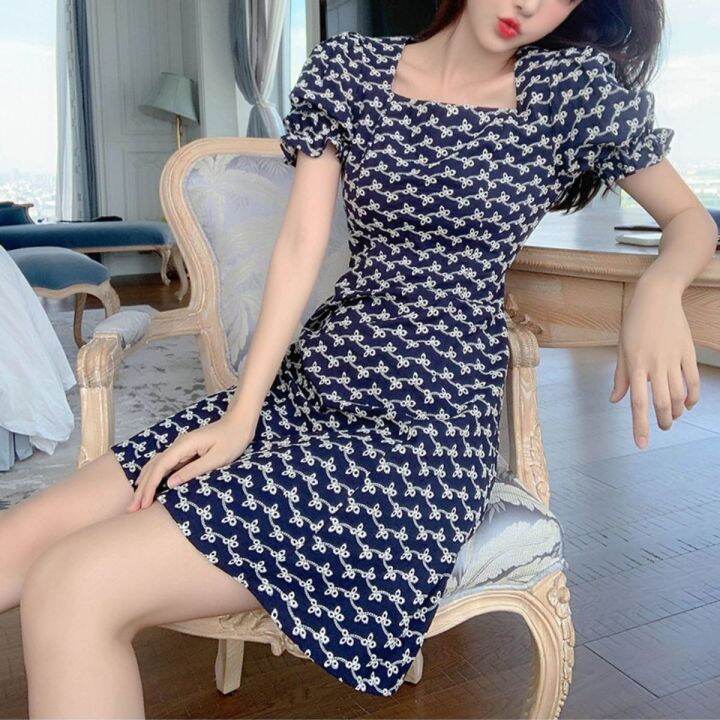 mugi-พร้อมส่ง-เดรสคอเหลี่ยม-สไตล์ฝรั่งเศส-ชุดหรูดูแพงออกแนวผู้หญิงแกร่งมีสไตล์-ใส่ได้ทุกโอกาส
