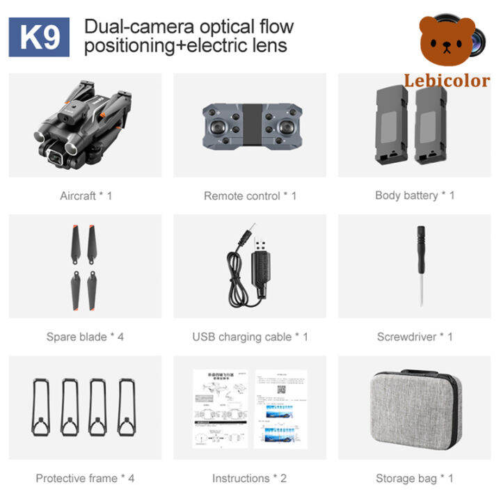 โดรนอาร์ซี-k9คลังสินค้าพร้อมพร้อมกล้องคู่4k-โดรน-rc-พับได้พร้อมโหมด-headless-ลูกบอลไฟห้อยประดับเซ็นเซอร์หลีกเลี่ยงอุปสรรค4ทางสำหรับเด็กหญิงเด็กชาย