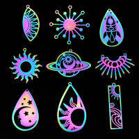 5pcslot 100 Stainless Steel Rainbow Sun Lightning Moutain DIY Earring Charm Pendant Wholesale Jewelry Evil Eye Magic moon