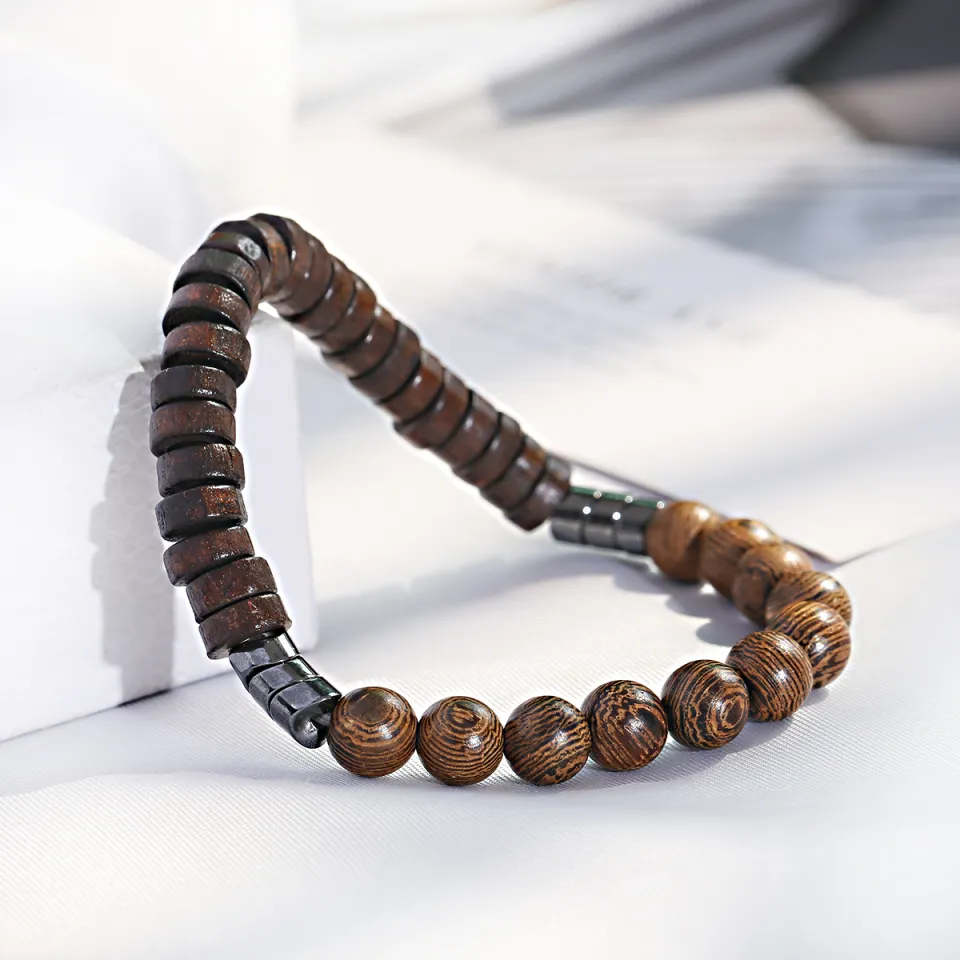 Handmade Wooden Beaded Bracelet Men Jewelry Yoga Gifts Wrist Gift
