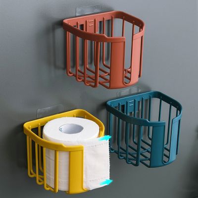 Punch Free Toilet Paper Shelf Bathroom Kitchen Tissue Box Wall Mounted Sticky Paper Storage Box Toilet Paper Holder Roll Paper