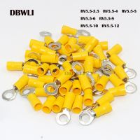 50PCS RV5.5 4 RV5.5 5 RV5.5 6 RV5.5 8 Yellow Ring insulated terminal cable Crimp Terminal suit 4 6mm2 Cable Wire Connector