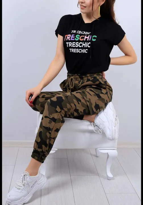 black shirt army pants