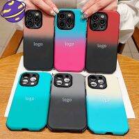 เคสซิลิโคนไล่ระดับสีแบบนิ่มสำหรับ IPhone 14 13 12 11 Pro Max 14Plus 2-In-1ผิวเคสป้องกันเคสเนื้อนุ่ม