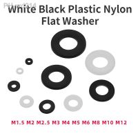 M1.5 M2 M2.5 M3 M4 M5 M6 M8 M10 M12 White Black Plastic Nylon Flat Washer Plane Spacer Insulation Gasket Ring For Screw