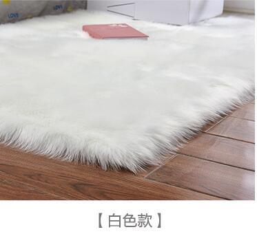 Rectangle Soft Faux Sheepskin Fur Area Rugs for Bedroom Floor Shaggy Silky Artificial Wool Carpet White Fluffy Mat Seat Pad