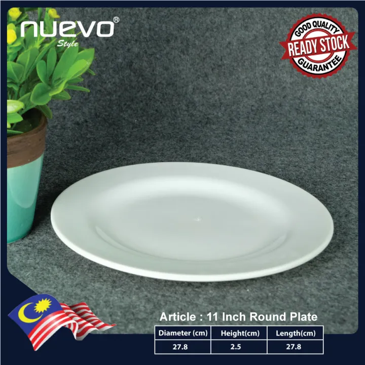 11 Inch White Melamine Round Plates 白色餐厅圆盘 Pinggan Bulat Restoran ...