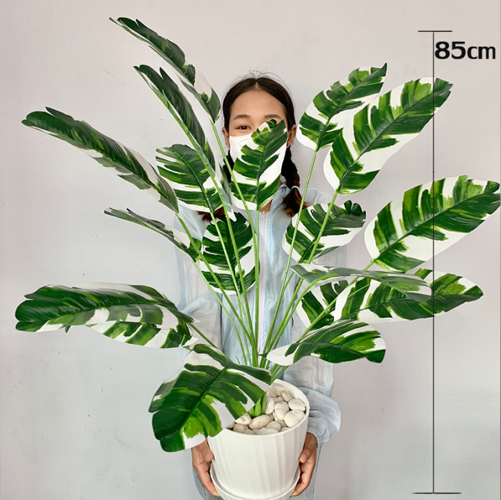 plants-center-พร้อมส่ง-p005-ต้นไม้ปลอม-monstera-มอนสเตอร่าด่าง-ตกแต่งบ้าน-แต่งสวน-ส่งที่ไทยค่ะ-ต้นไทรใบสักเสม-12ใบ-สูง65cm-18ใบ-สูง85cm