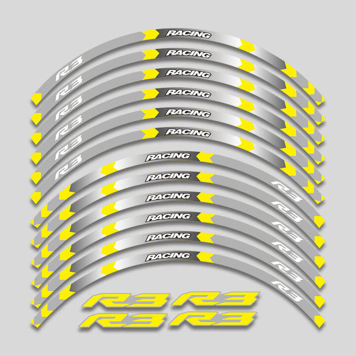 สติกเกอร์ลายทางติดล้อรถจักรยานยนต์รถมอเตอร์ไซด์สำหรับยามาฮ่า-yzf-r3-yzf-yzfr3-r3สติกเกอร์ลายทางขอบสะท้อนแสง