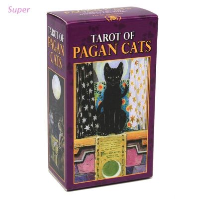 ㍿ Super 78 Cards Deck Tarot Of Pagan Cats Full English Family Party Board Game Oracle Cards Astrology Divination Fate Card