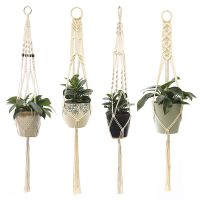 [ELEGANT] 2021 Cotton Handmade Hanging Baskets Macrame Wall Hanging Plant Hanger Vintage Basket Plant Hangers Flowerpot Holder Home Decor