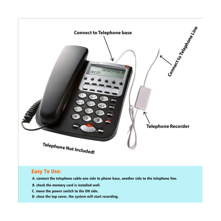 mini-telephone-call-recorder-rj11-telephone-recorder-white-telephone-recorder-record-telephone-voice-without-computer-date-amp-time-stamp-on-recorded-file-auto-get-power