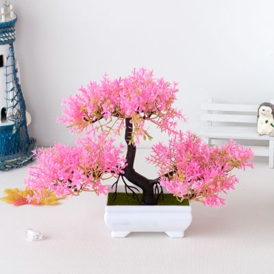Artificial Plastic Plants Bonsai Small Tree Pot Fake Plant Potted Flower Home Room Table Decoration Garden Arrangement 1