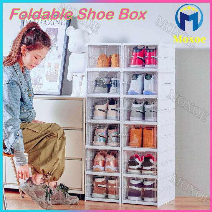 Stackable Shoe Box, Shoe Box Storage Stackable 5 Tier Storage Box, Easy