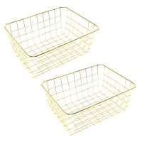 2X Nordic Style Metal Wire Storage Basket Cosmetic Organizer Holder Home Office Desk Toiletry Collection Bathroom