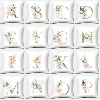 Green Flower Letter Series Pillow Gift Home Office Decoration Pillow Bedroom Sofa Car Cushion Cover Pillowcase