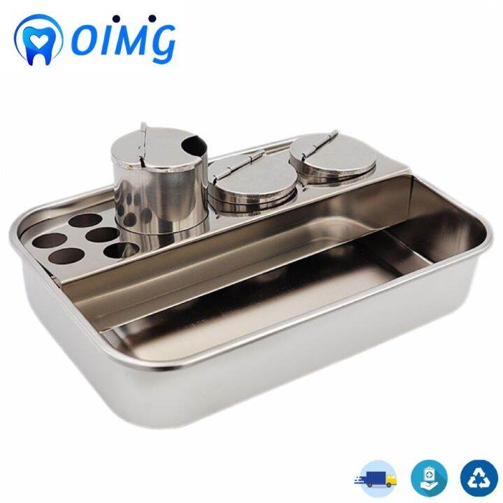 Stainless Steel Dental Dressing Plate Instruments Storage Box With 3/4 Bottles Dental Tray For