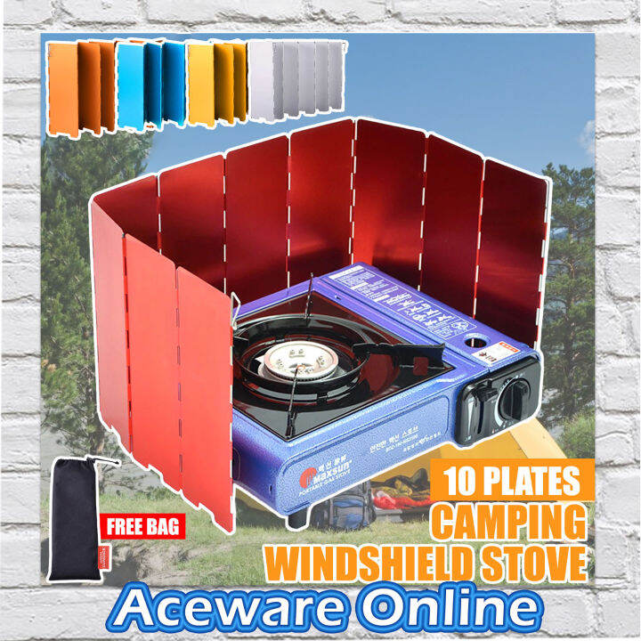 SUNDICK RED / ORANGE Foldable Outdoor Stove Windscreen 10 Plates