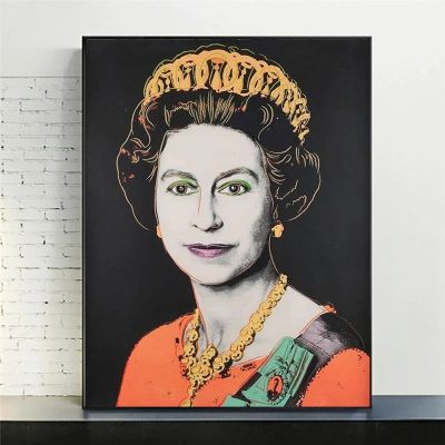 Andy Warhol Queen Elizabeth II ภาพวาดผ้าใบยอดนิยมโปสเตอร์และพิมพ์ภาพผนังสำหรับห้องนั่งเล่น Wall Decor Cuadros