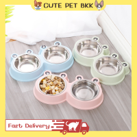 ?Cute Pet BKK? ชามอาหารสัตว์เลี้ยง 2in1 ชามอาหารแมว ชามอาหารหมา ที่ให้อาหารสัตว์เลี้ยง ชามใส่อาหารสัตว์เลี้ยง สแตนเลส สำหรับสัตว์เลี้ยง