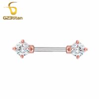 【Stylish】 G23titan 2Pc 14G เหล็กเจาะ Barbell ทอง/โรสโกลด์/ เงินสีแหวนเครื่องประดับคลาสสิก