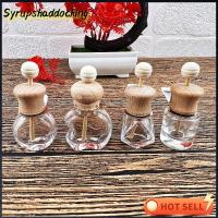 SYRUPSHADDOCKING 2Pcs แก้ว + ไม้ ขวดน้ำหอมรถยนต์ ช่องระบายอากาศว่างเปล่า โปร่งใสโปร่งใส ขวดแก้วใส่ของ แบบพกพาได้ คลิปน้ำหอมรถยนต์ เครื่องกระจายน้ำมันหอมระเหย อุปกรณ์สำหรับรถยนต์