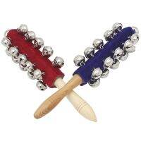 Children Percussion Musical Toy Hand Held Wooden Rattles Sleigh Bell Stick with Metal Jingles Ball