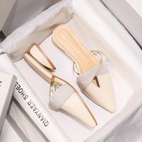 Half Slippers Female Internet 2020 New Thick Heel Pointed Toe Outer Wear Baotou Small Ck Support Lazy Sandals