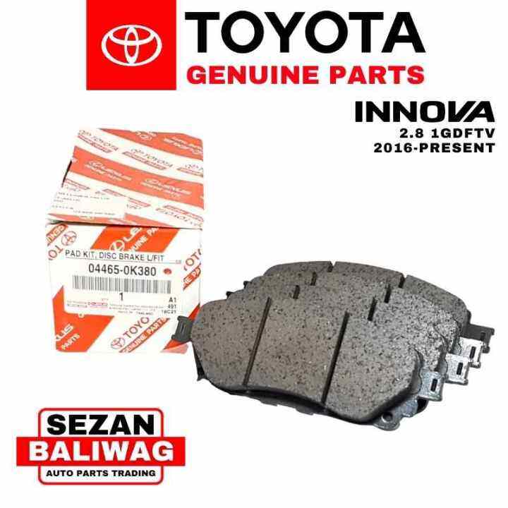 ORIGINAL TOYOTA FRONT BRAKE PAD SET INNOVA 20162022 1GDFTV 044650K380 GENUINE Lazada PH