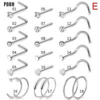 PDBH ชุดแหวนจมูกออกได้แบบตรงไซส์ L,เครื่องประดับเจาะร่างกายแบบสเตนเลสสตีล20G