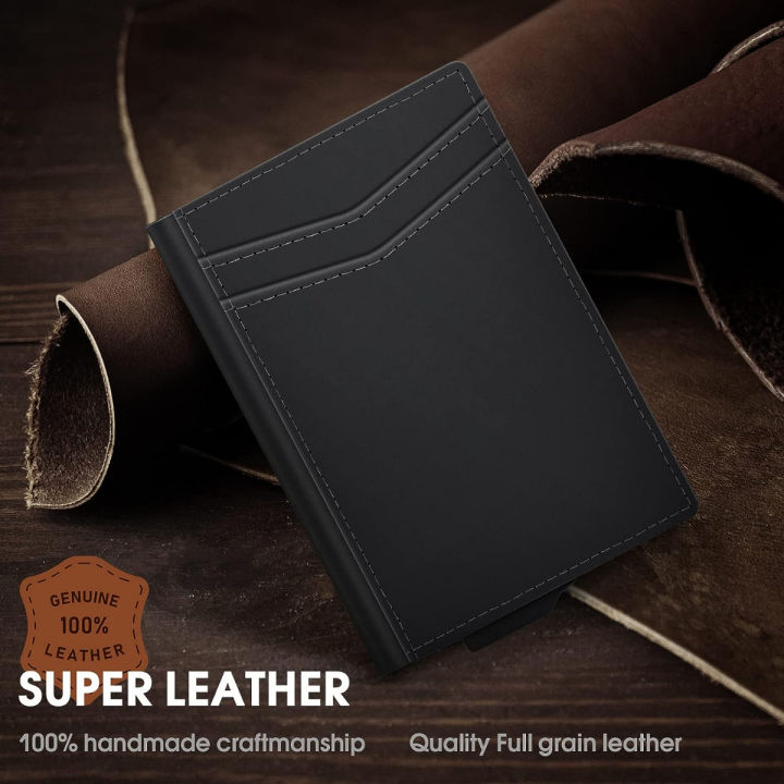 gaochale-credit-card-holder-top-grain-leather-rfid-blocking-smart-pop-up-minimalist-wallet-slim-wallet-for-men-up-to-11-cards-black-aw