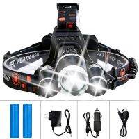 LED Headlamp torch light powerful Rechargeable 3T6 LED Hard Hat Headlight Battery Car Wall Charger for Camping Hiking