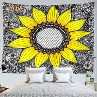 Sunflower Tapestry Wall Hanging Hippie Boho Mandala Cloth Wall Tapestry Aesthetic Room Decor Bedroom Dormitory Home Decoration
